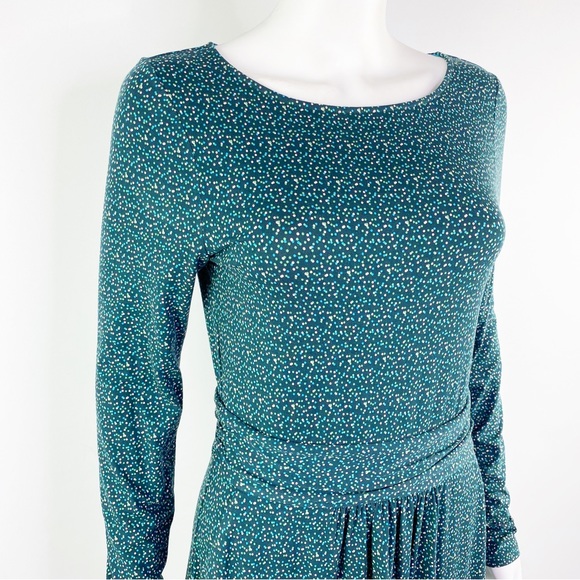 Boden Green Polkadot Long Sleeve A-Line Dress Size 6 - Picture 6 of 7